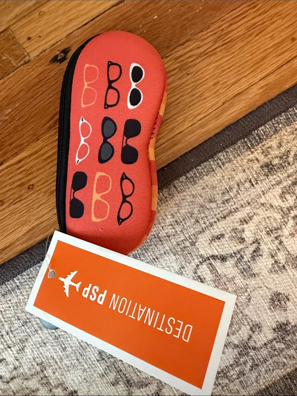 Kids Sunglasses Case - Red Printed Design with Clip